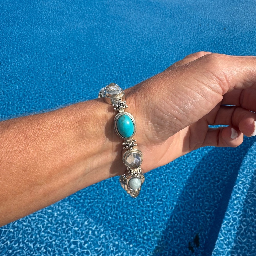 Michael Dawkins Silver and Turquoise Bracelet - Picture 3 of 5